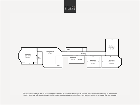 Floor plan for 3 beds, 3 baths, 1125 sqft